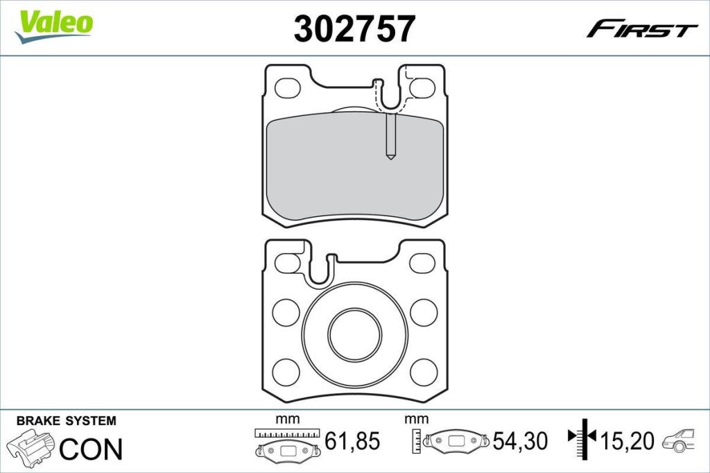 Jogo de 4 pastilhas de travão VALEO ref. 302757
